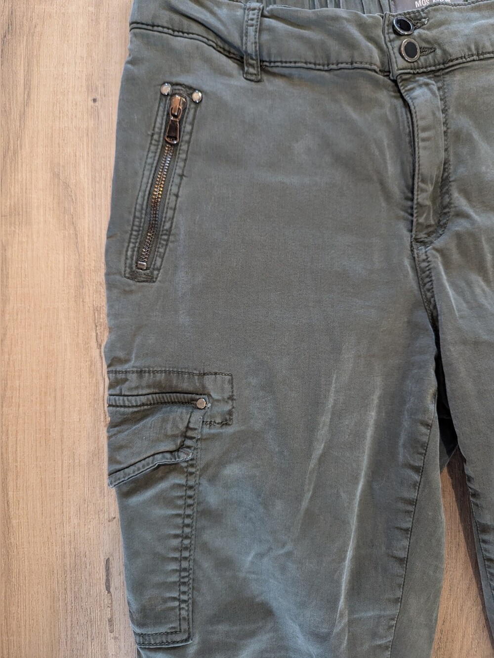 Mos Mosh Olive Green Cargo Pants Utility Style Lyocell/Cotton Blend - Picture 4 of 9